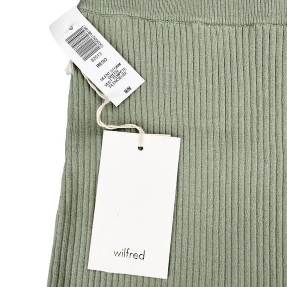 NWT WILFRED Aritzia Reso High Waisted Knit Mini Skirt Size Medium Sage Green - Picture 5 of 8